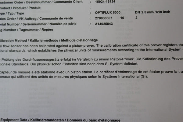 NEW KROHNE OPTIFLUX 6300 1/2" FLOW SENSOR AND SIGNAL CONVERTER