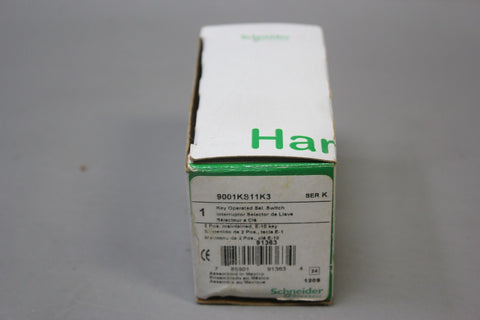 NEW SCHNEIDER KEYED SELECTOR SWITCH  P/N: 9001KS11K3 K