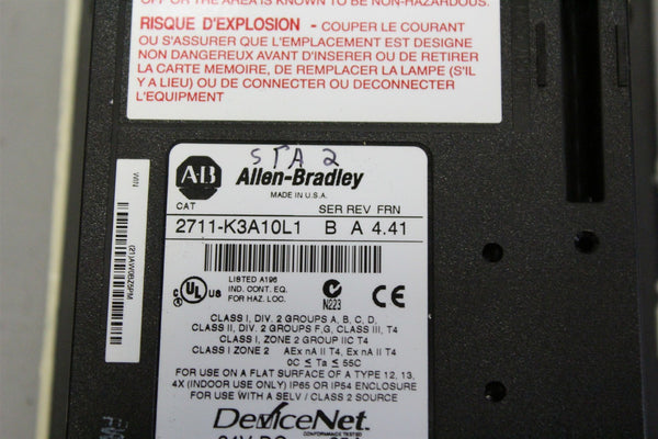 ALLEN BRADLEY PANELVIEW 300 HMI OPERATOR INTERFACE PANEL 2711-K3A10L1 B #1 