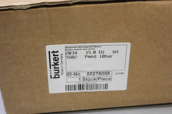 NEW BURKERT 3 WAY SANITARY STAINLESS STEEL DIAPHRAGM VALVE 1/2" 316L 10bar 2034