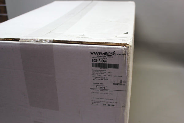 NEW VWR CULTURE TUBES W/ CLOSURES 14 ML 60819-664 1000PCS