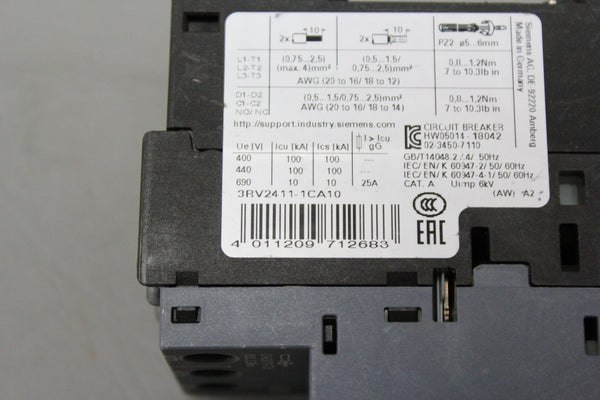 Siemens 3RV2411-1CA10 CIRCUIT BREAKER