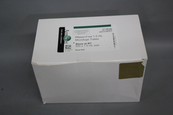 NEW CASE OF 500 AMBION RNase-FREE 1.5 mL MICROFUGE TUBES AM12400