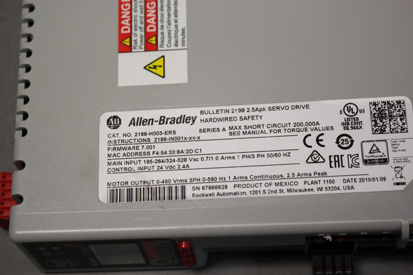 ALLEN BRADLEY KINETIX 5500 SERVO DRIVE  2198-H003-ERS A