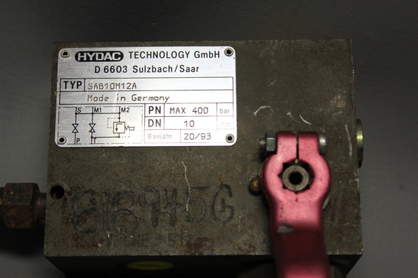 HYDAC HYDRAULIC SAFETY ACCUMULATOR SHUT OFF BLOCK SAB10M12A