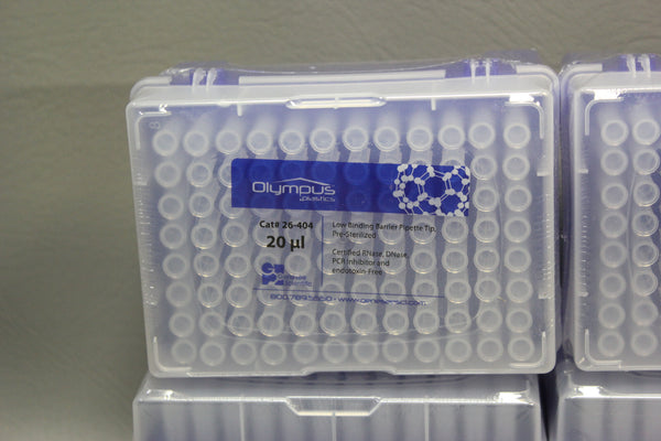 NEW 4 RACKS OLYMPUS 20 ul LOW BINDING BARRIER PIPETTE TIP 26-404
