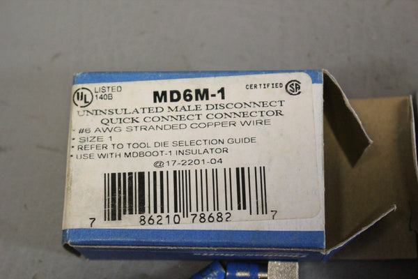 NEW THOMAS & BETTS MD6M- 1 UNINSULATED MALE DISCONNECT LOT OF 10