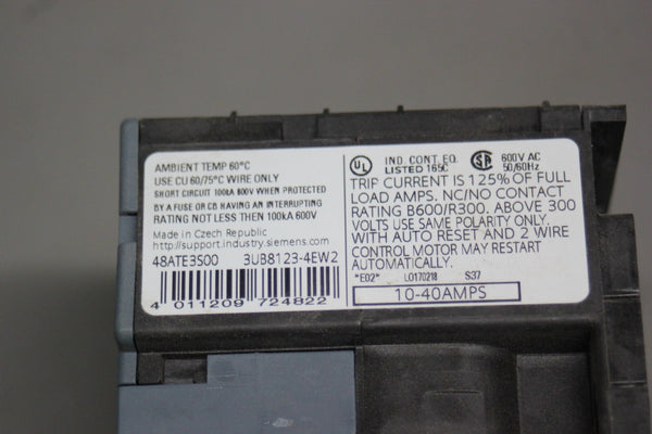 NEW SIEMENS SOLID STATE OVERLOAD RELAY 48ATE3S00 3UB8123-4EW2