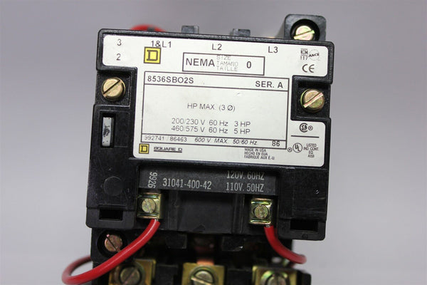 SQUARE D MOTOR STARTER 110-120V COIL 8536SBO2S SER. A