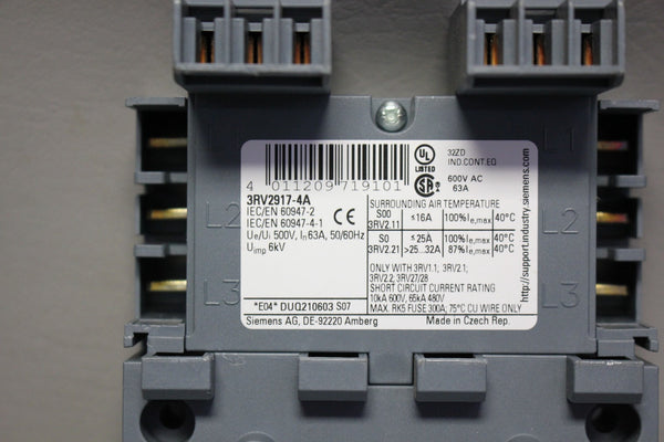 SIEMENS SIRIUS 3RV2917-4A PHASE BUS BAR