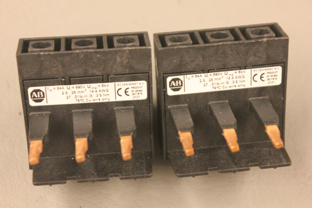 LOT OF 2 ALLEN BRADLEY 140MT-C-WTEN SER A BUS BAR FEEDER TERMINALS