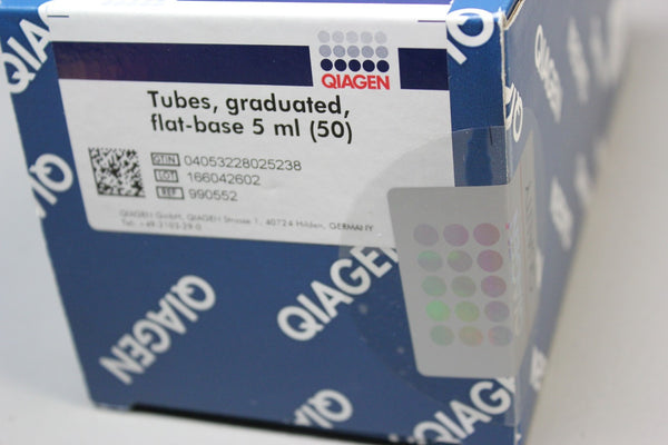 NEW BOX 50 QIAGEN FLAT BASE 5mL GRADUATED TUBES 990552