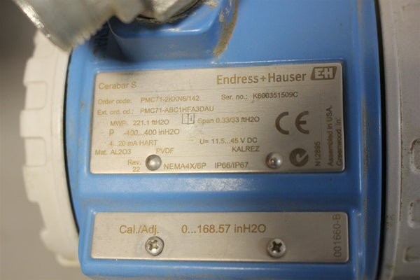 ENDRESS HAUSER CERABAR PRESSURE TRANSMITTER PMC71-2KXN8/142