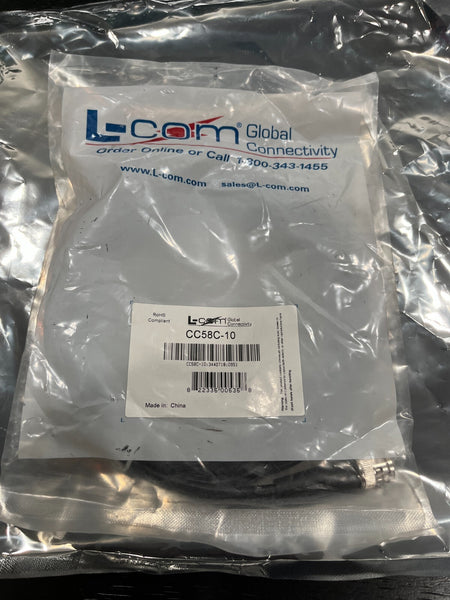 RG58C Coaxial Cable, BNC Male / Male, 10.0 ft L-COM CC58C-10