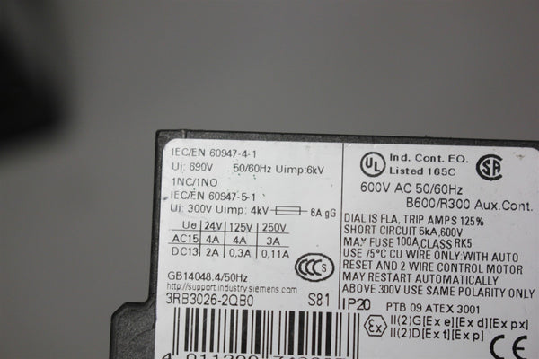 UNUSED SIEMENS OVERLOAD RELAY 3RB3026-2QB0