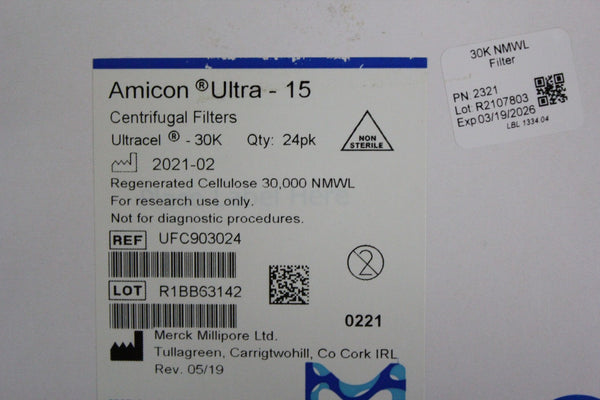 NEW BOX OF 24 MILLIPORE AMICON ULTRA 15 ULTRACEL CENTRIFUGAL FILTERS UFC903024