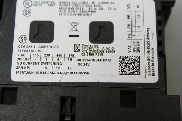Siemens 3RT2024-1BB44-3MA0 POWER CONTACTOR