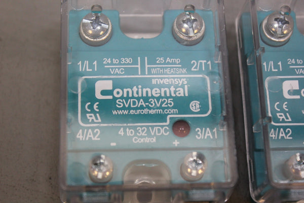 LOT OF 2 EUROTHERM CONTINENTAL SVDA-3V25 SOLID STATE RELAYS