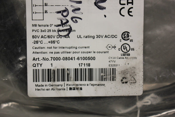 LOT OF 2 NEW MURR ELEKTRONIK CABLES 7000-08041-6100500