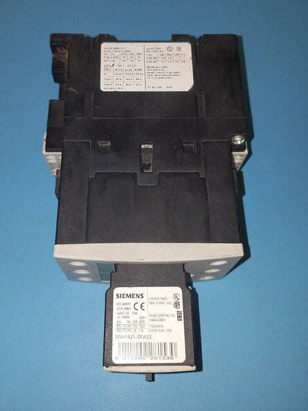 SIEMENS 3RT1036-3BB40 + 3RH1921-2FA22 + 60947-4-1 BASE CONTACTORS