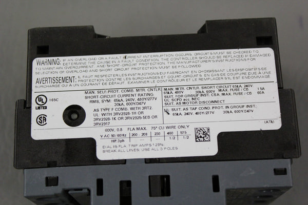 SIEMENS SIRIUS CONTACTOR MOTOR STARTER 3RV2011-OHA10