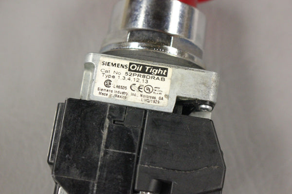 UNUSED SIEMENS RED MUISHROOM HEAD ILLUMINATED PUSHBUTTON 52PR8DRAB