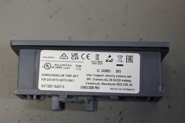 SIEMENS SIMOCODE PRO OPERATOR PANEL 3UF7200-1AA01-0