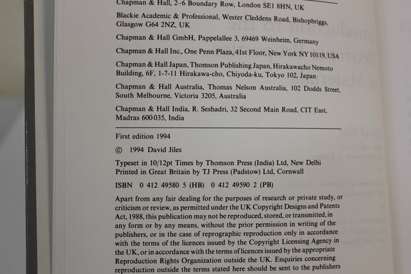 INTRODUCTION TO ELECTRONIC PROPERTIES OF MATERIALS JILES HARDCOVER (S3-2-36E)