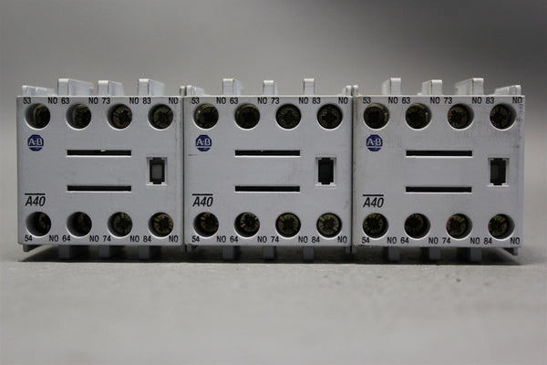 Lot of 3 ALLEN BRADLEY AUXILIARY CONTACT BLOCK 100-F A40