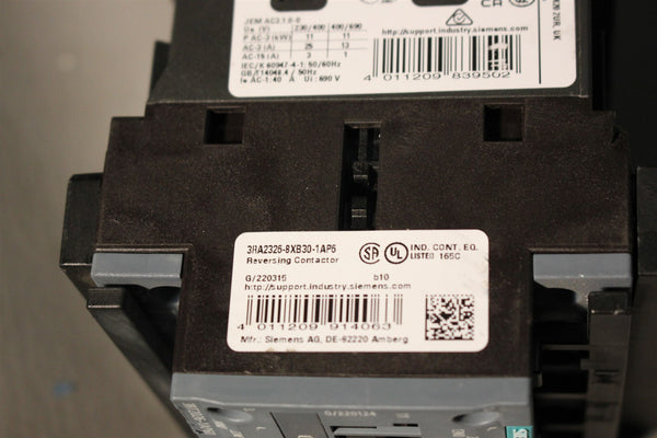 Unused SIEMENS REVERSING CONTACTOR 3RA2326-8XB30-1AP6