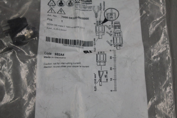 NEW MURR ELEKTRONIK  MOSA M8 MALE FIELD DEGREE WIREABLE 7000-08325-0000000