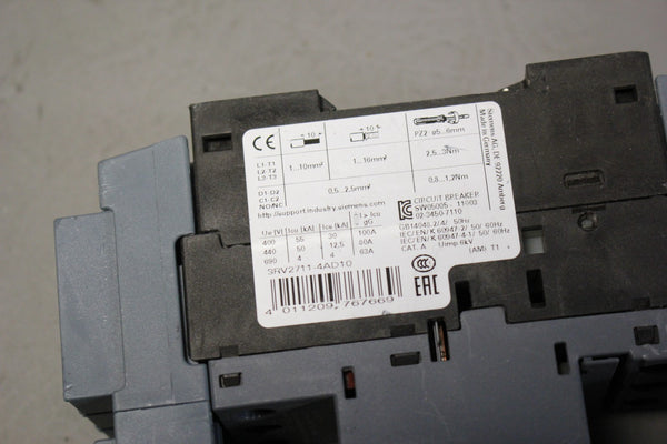UNUSED SIEMENS MOTOR STARTER/CIRCUIT BREAKER   3RV2711-4AD10