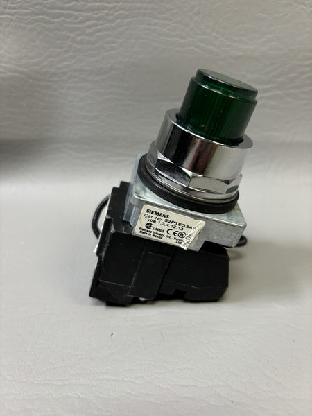SIEMENS PUSH TO TEST PILOT LIGHT GREEN 52AATG3B LIGHTING MODULE 52PT6G3AB