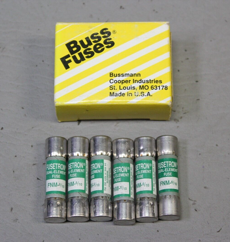 LOT OF 7 NEW BUSS TIME DELAY FNM-6/10 FUSES FUSE