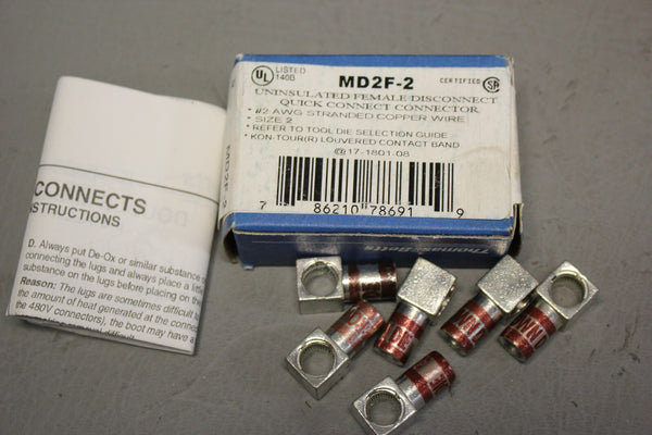 NEW THOMAS & BETTS MD2F-2 UNINSULATED FEMALE DISCONNECT LOT OF 6