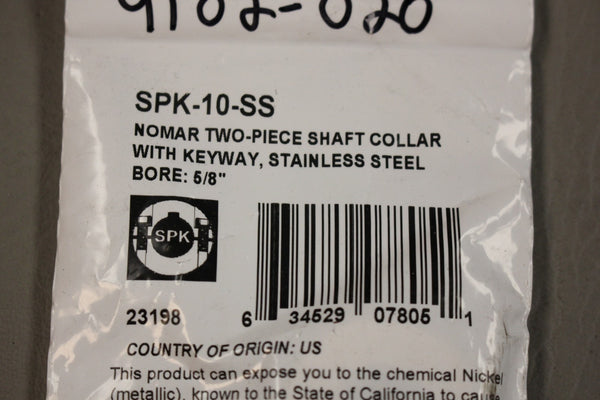NEW RULAND SPK-10-SS NOMAR TWO SHAFT COLLAR