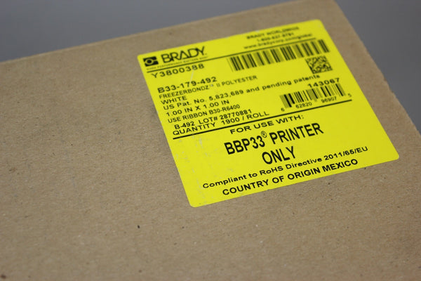 BRADY B33-179-492 FREEZERBONDZ II POLYESTER 1" CHEMICAL RESISTANT LABELS 1900