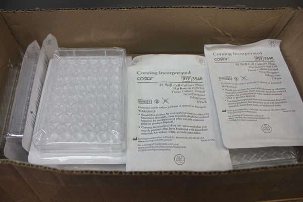 CORNING COSTAR 3548 48 WELL CELL CULTURE PLATE FLAT BOTTOM W/ LID 21 PCS