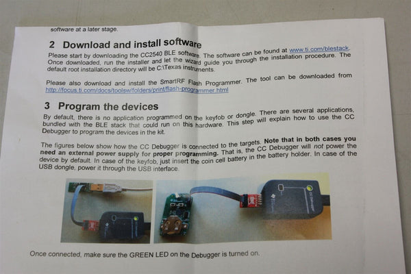 TEXAS INSTRUMENTS CC2540 BLUETOOTH LOW ENERGY DEVELOPMENT KIT