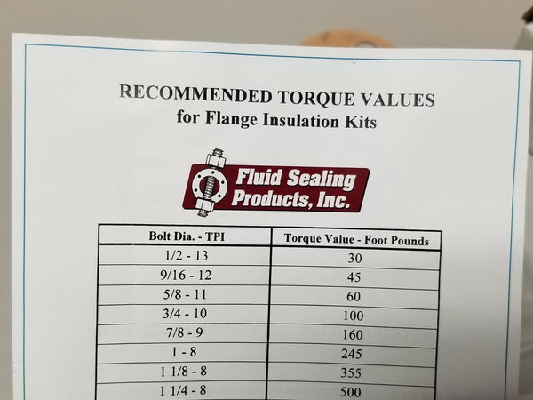New Fluid Sealing Products Flange Insulation Kit ASA 150 1/2" 