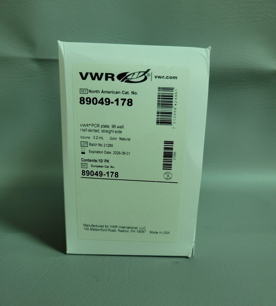 NEW VWR PCR PLATE 96 WELL HALF SKIRTED 0.2 ML 89049-178 10 PACK