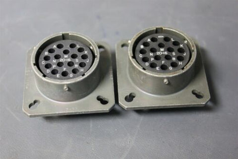 2 BENDIX 16 POSITION MIL SPEC PANEL MOUNT CIRCULAR CONNECTOR MS3127E 20-16S
