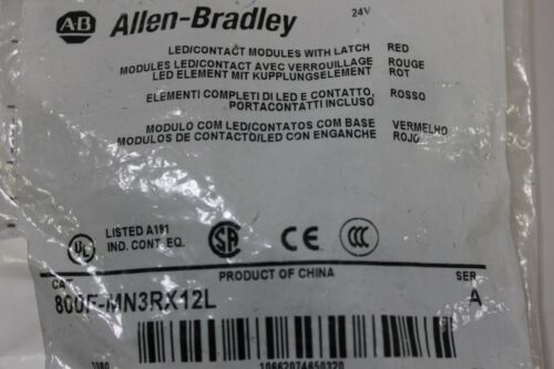Allen Bradley Red LED/Contact Modules With Latch 800F-MN3RX12L SER. A
