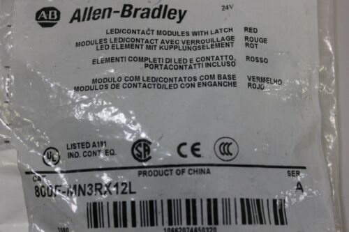 Allen Bradley Red LED/Contact Modules With Latch 800F-MN3RX12L SER. A
