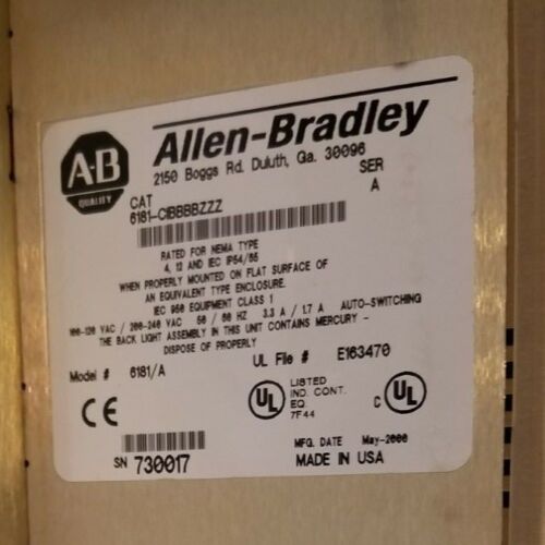 ALLEN BRADLEY 6181 PLC Display Monitor Computer 6181-CIBBBBZZZ Ser A