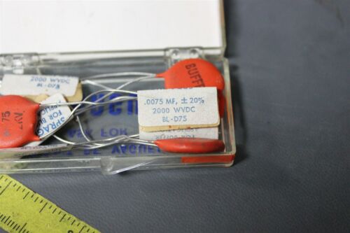 5 VINTAGE SPRAGUE .0075MF 2000V CAPACITORS TYPE GA BL-D75 (S17-2-103A)