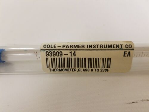 COLE PARMER PRECISION GLASS LAB THERMOMETER 0 TO 230F 93909-14 76mm IMMERSION