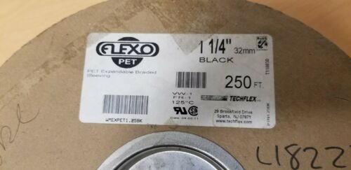 250ft Flexo Pet Black Expandable Braided Sleeving Sleeve TechFlex 1 1/4" 32mm
