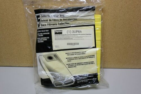 New 5pk Dayton Shop Vac Vacuum Filter Bags 3UP64 For Models 4YE65 & 4YE66