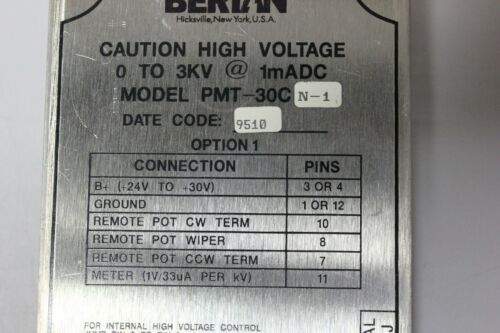Bertan PMT-30C High Voltage Power Supply 0 to 3KV Option 1 PMT-30CN-1